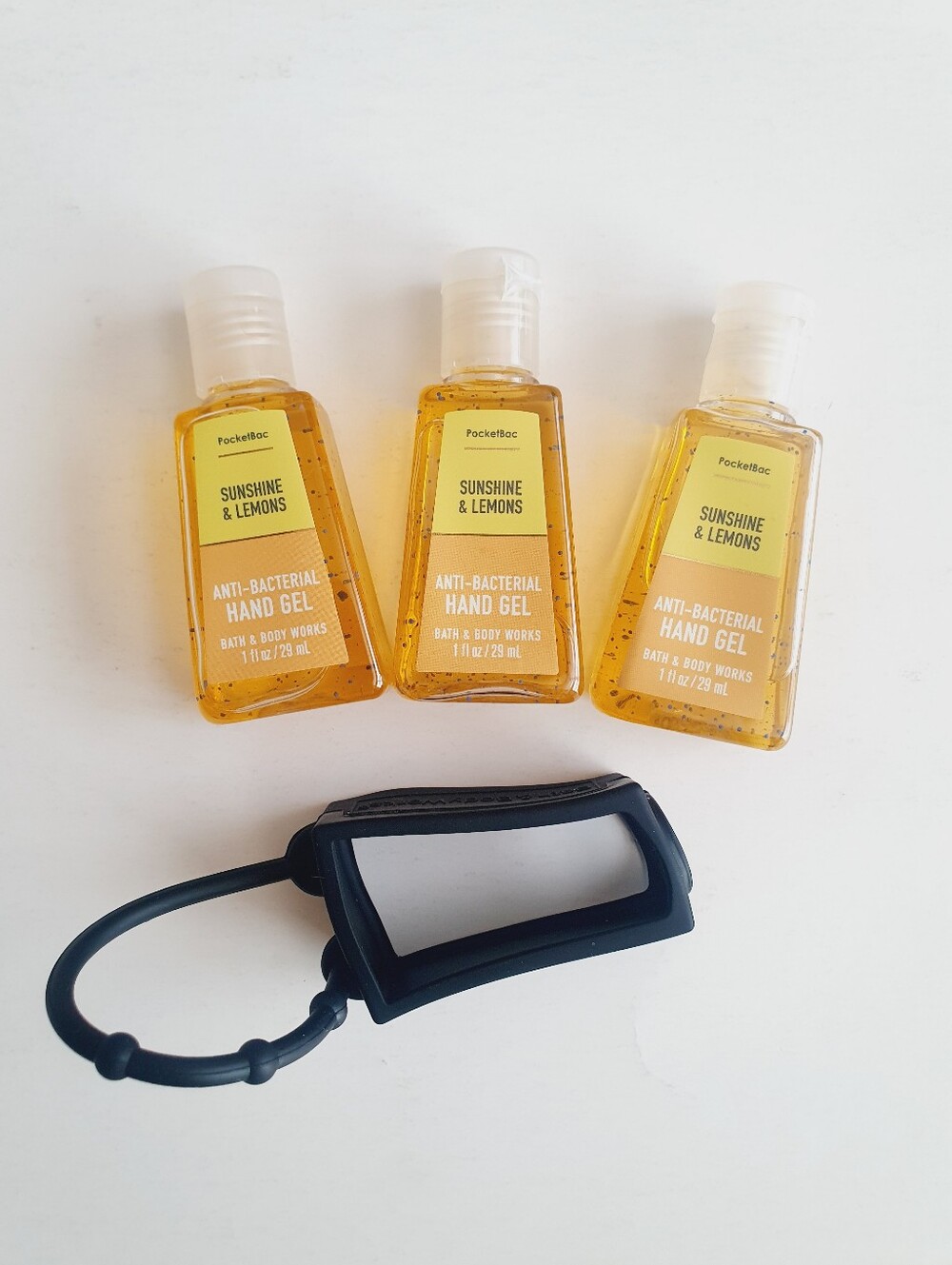 Bath & Body Works Sunshine & Lemons 1 oz Hand Gel & Holder 4 Pc Set